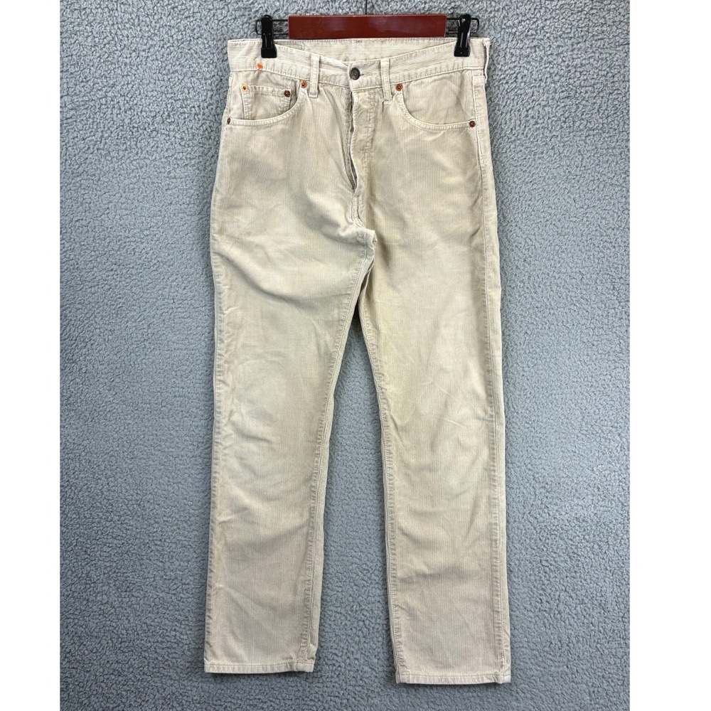 Levi's 551 Corduroy Pants Mens 31x32 Beige Vintage 90s Made in Italy White Tab